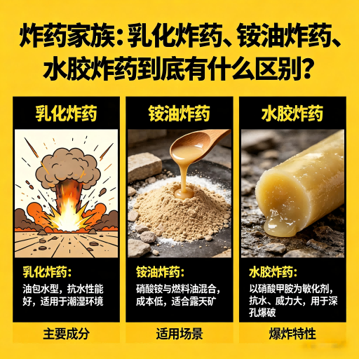 七星关炸药家族：乳化炸药、铵油炸药、水胶炸药到底有什么区别？